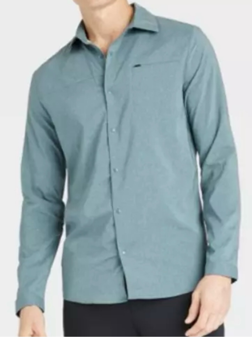 All In Motion Men's Long Sleeve Travel Button Up Shirt Blue Size L